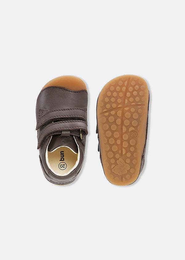 Barns barfotaskor - första stegen skor, Petit, mörkbrunt läder