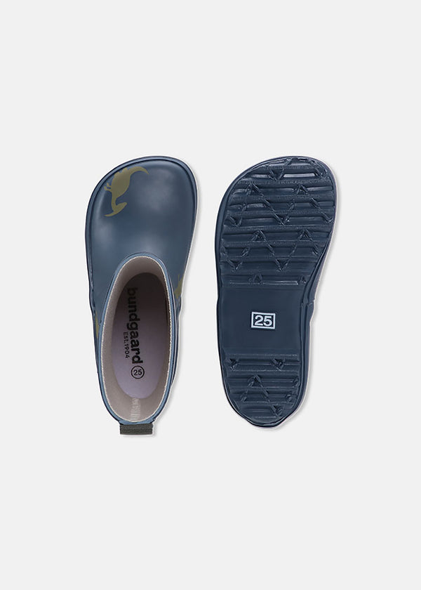 Barns gummistövlar med tunn foder - Charly, Marinblå Dino