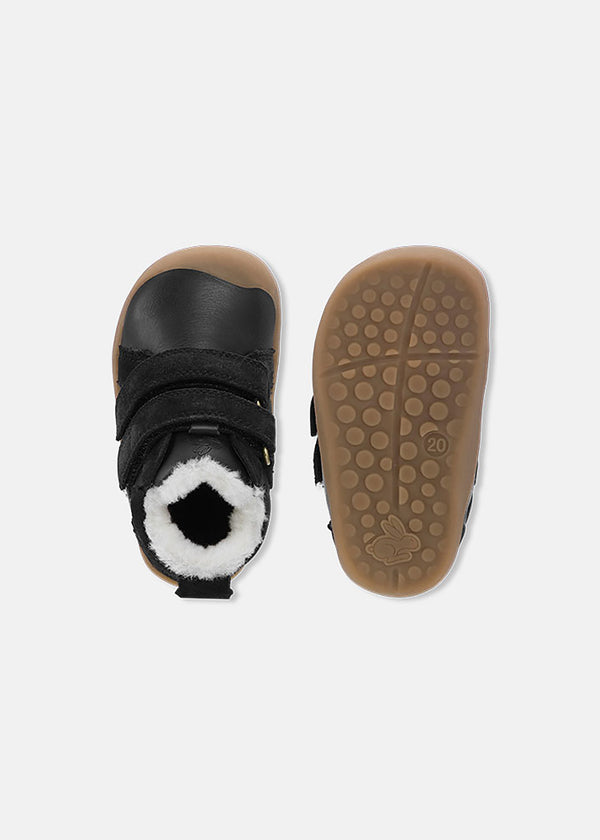 Barfotaskor för barn - Bloom vinterkängor, svart läder, tex-membran