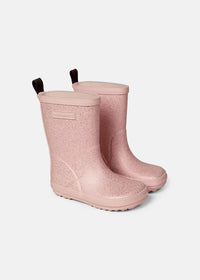 Barns gummistövlar med tunn foder - Charly, Gammal Ros Glittrande