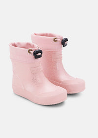 Rubber boots with warm lining - Malik Rose Sparkle, sparkling light pink