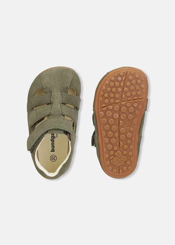 Children's barefoot sandals - Tobias, green leather