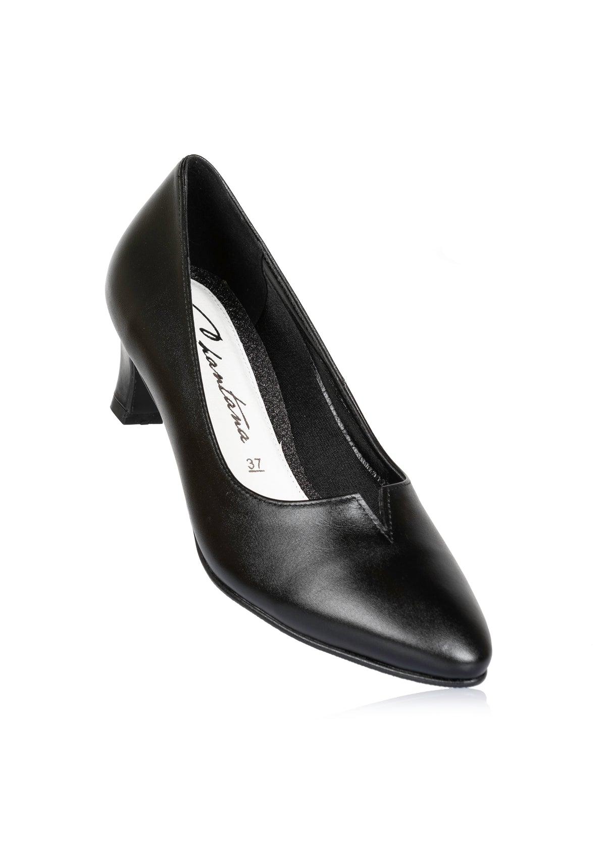 Avokkaat matalalla korolla - musta nahka, v-halkio