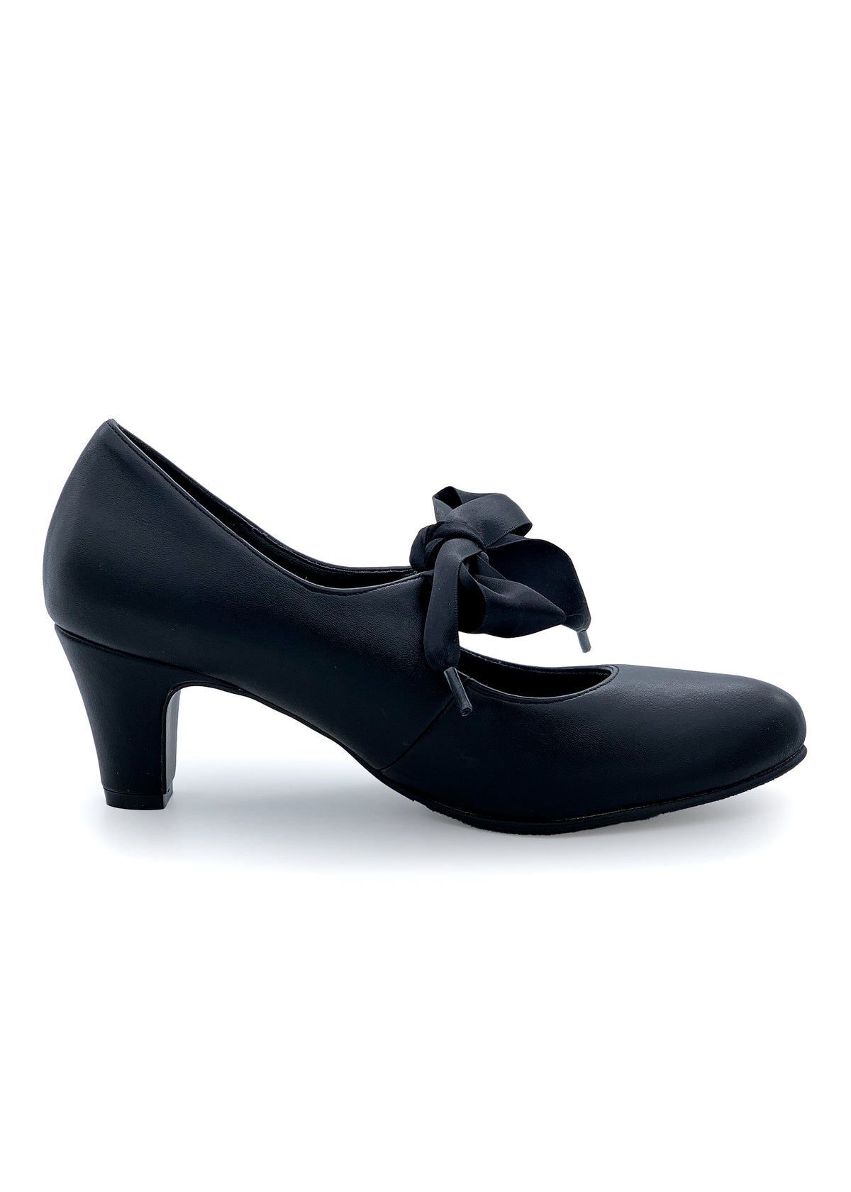 Open toe with silk ribbon bow - black