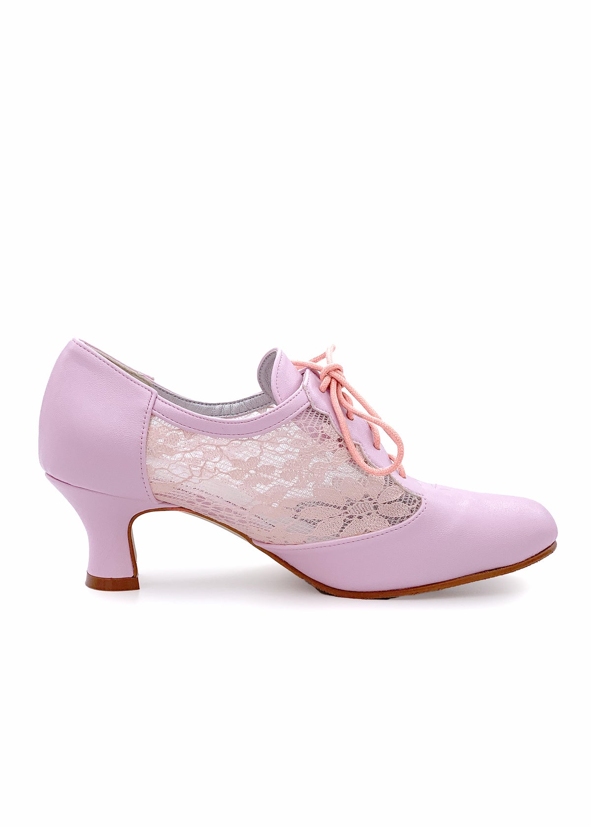 Party Walking shoes with a low heel - pink, lace sides