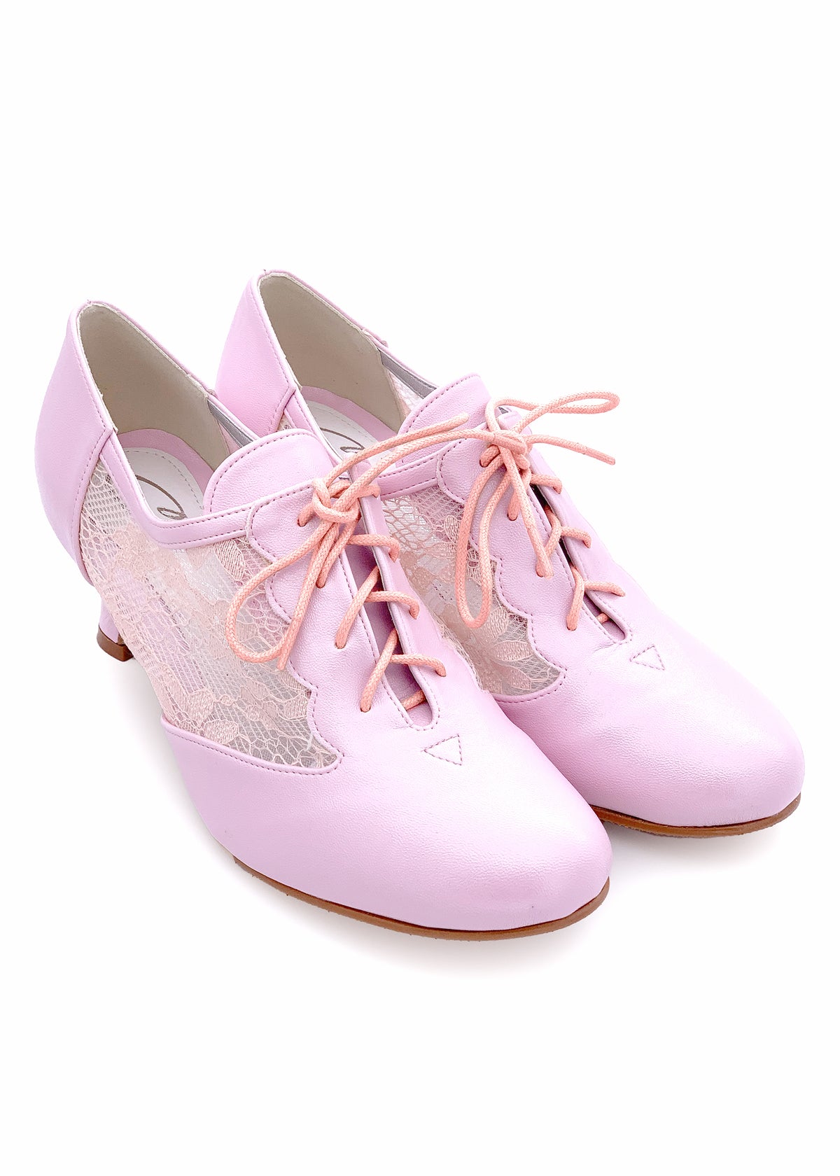 Party Walking skor med låg klack - rosa, spetssidor