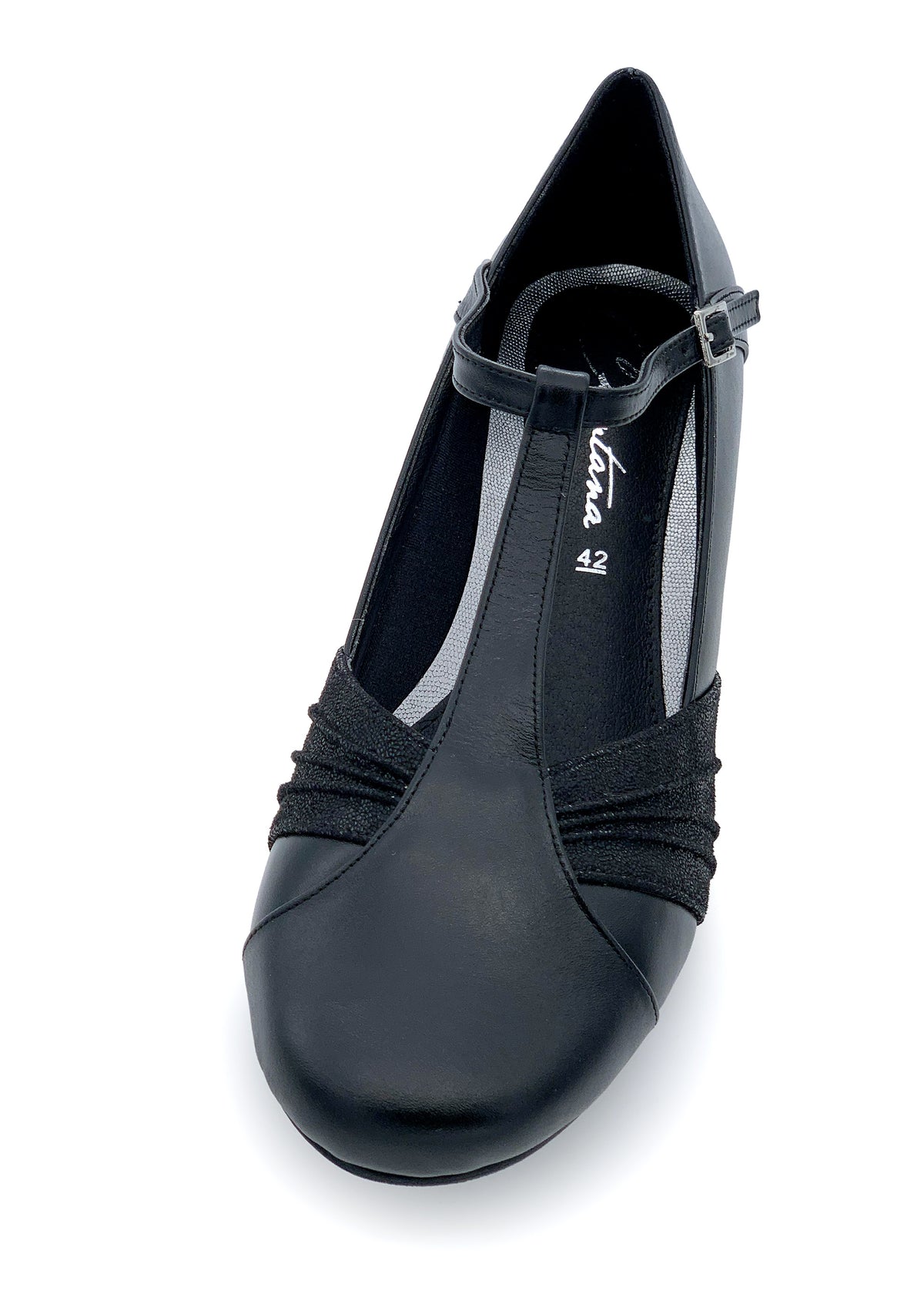 Låg öppen tå skor med ankelband - svarta