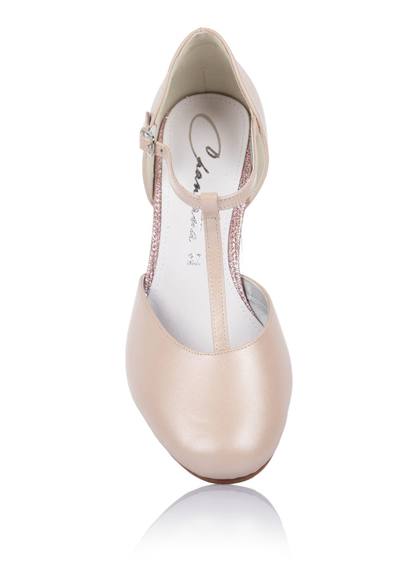 Pumps med ankelrem - nude läder