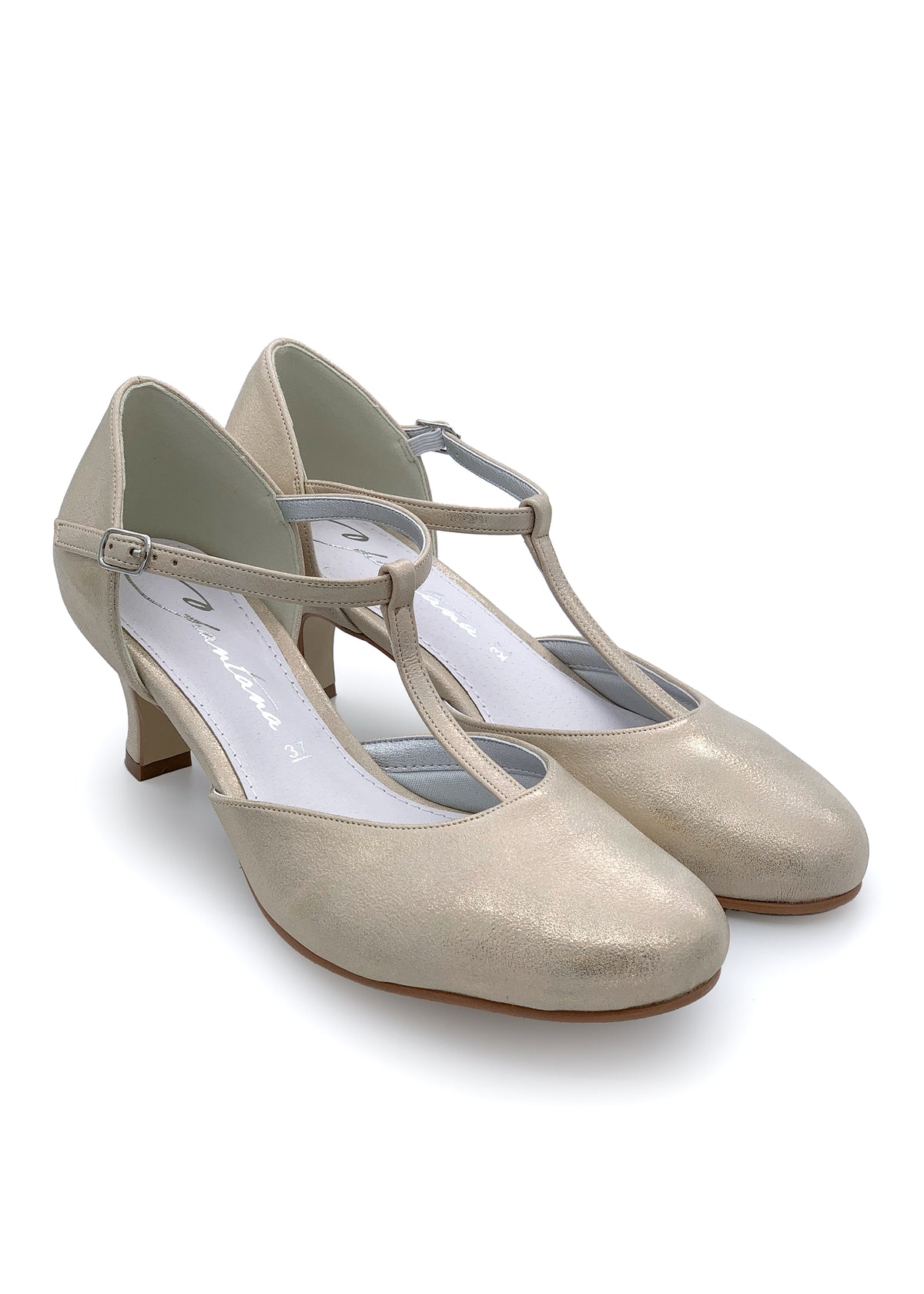 Open-toed shoes with ankle straps - sparkling gold