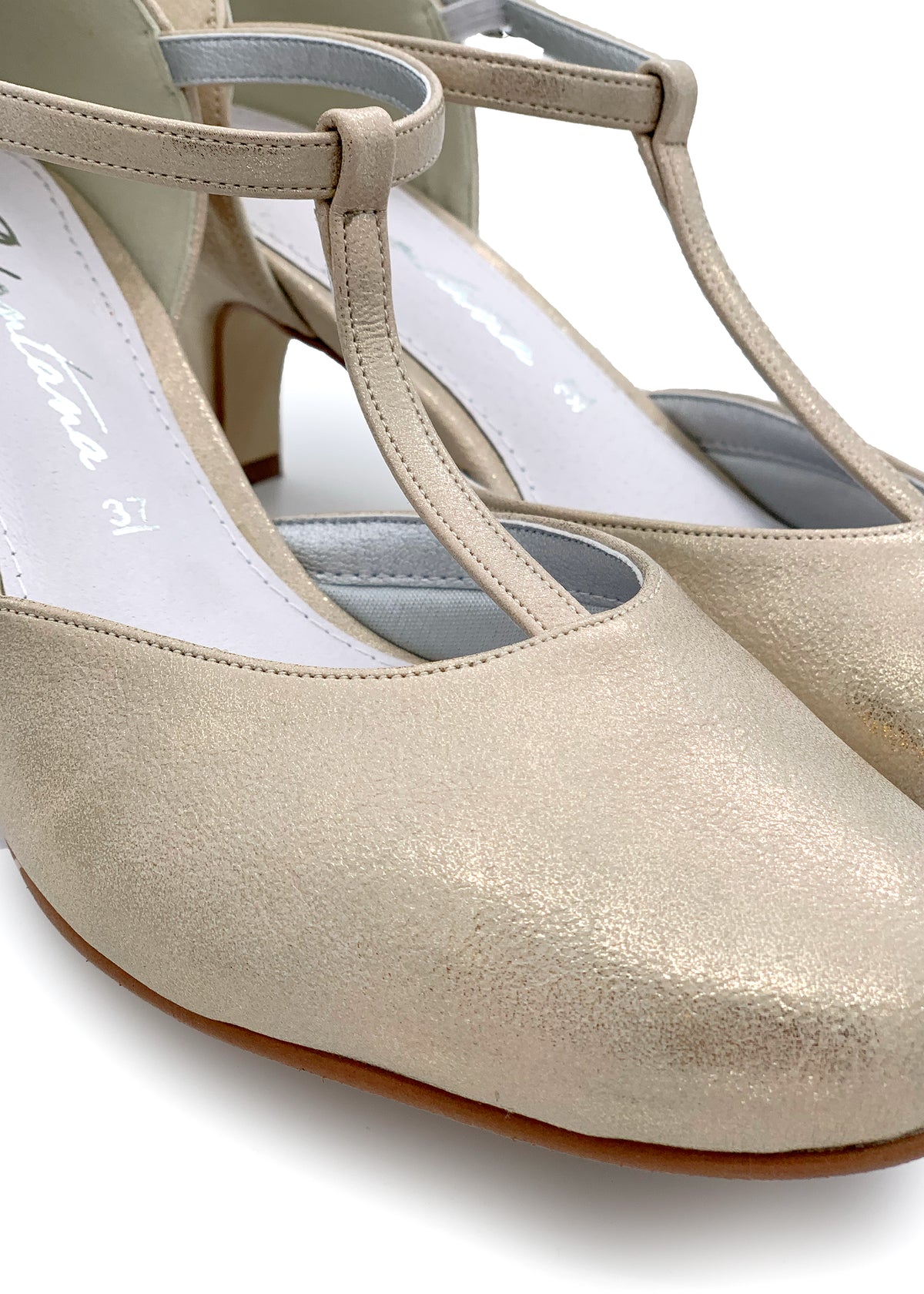 Open-toed shoes with ankle straps - sparkling gold