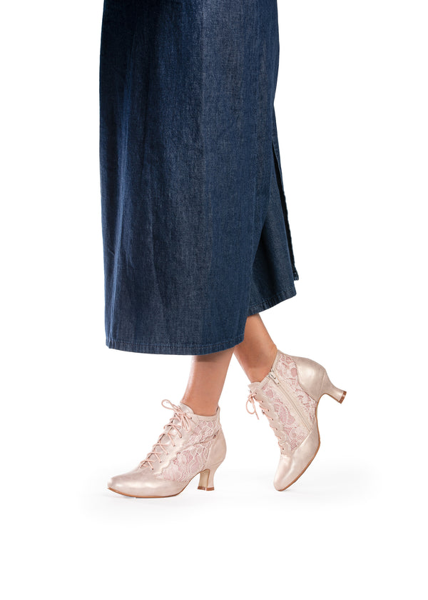 Festive walking shoes - powder shade, lace on the sides, extra wide fit