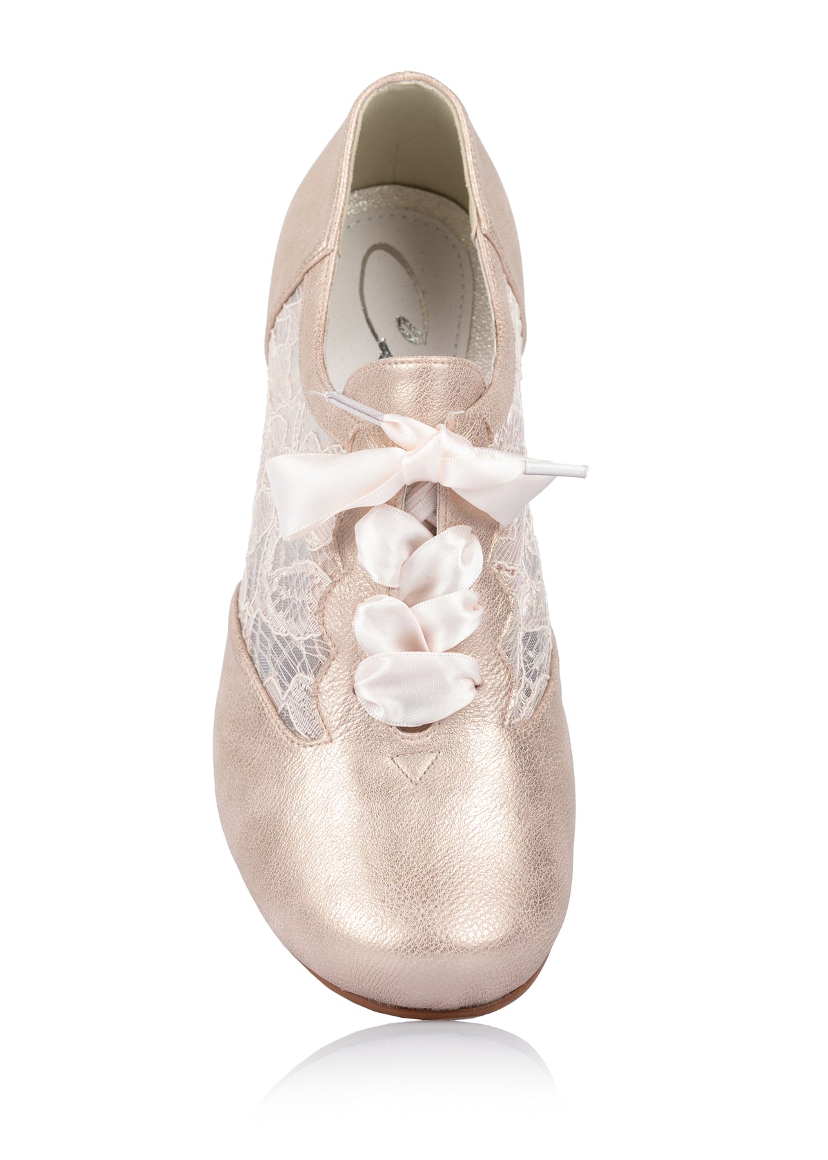 Festive walking shoes - powder shade, lace on the sides, extra wide fit