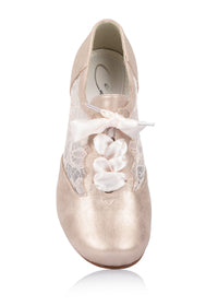 Festive walking shoes - powder shade, lace on the sides, extra wide fit