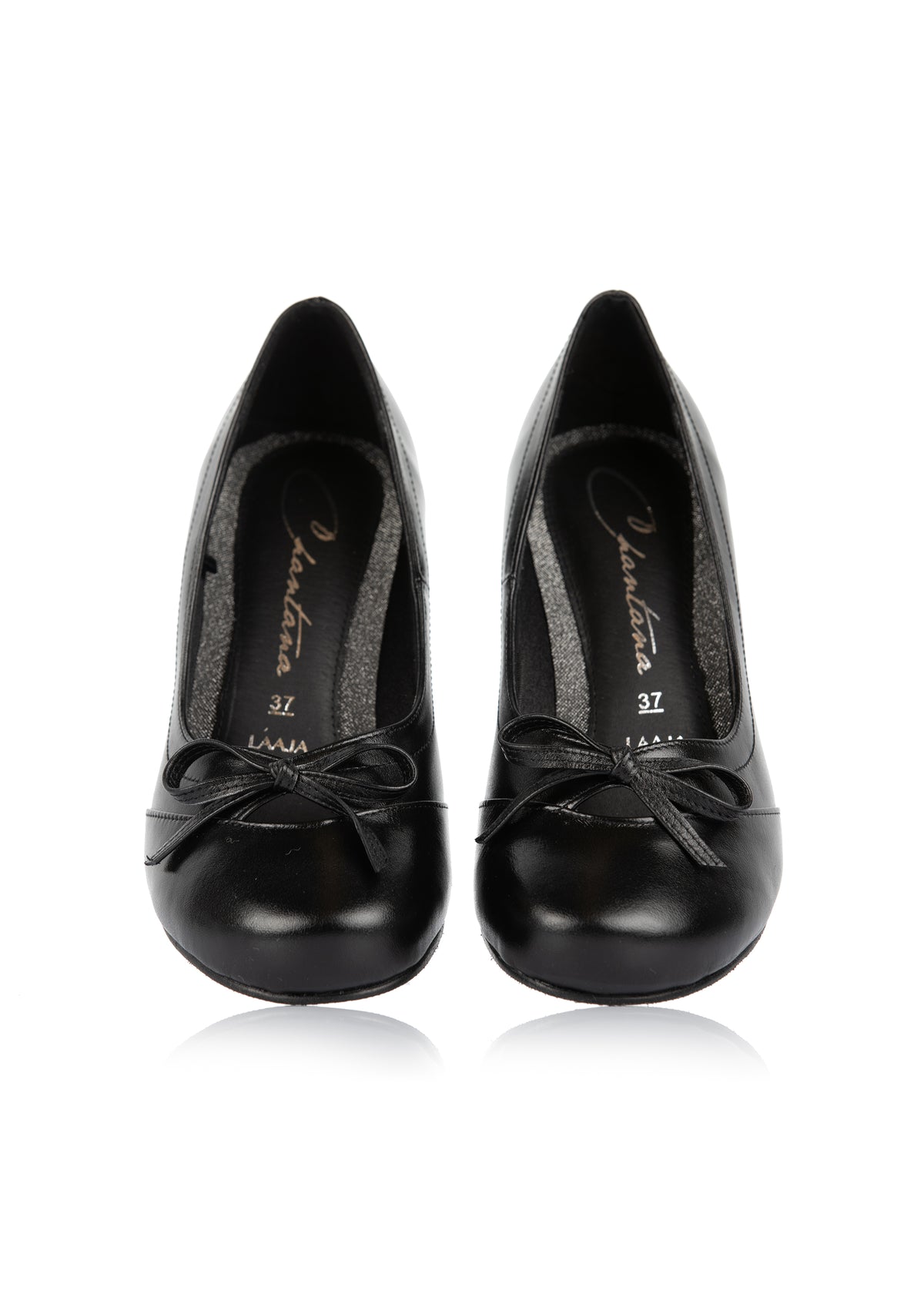 Rusettiavokkaat - musta nahka, laaja lesti