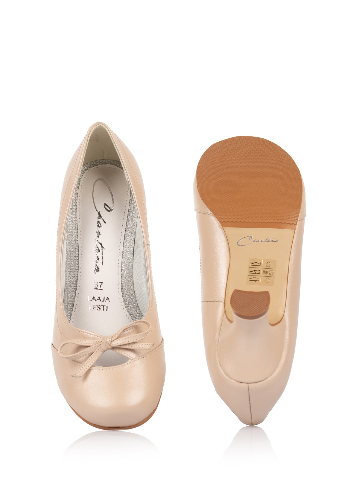 Rusettiavokkaat - nude nahka, laaja lesti