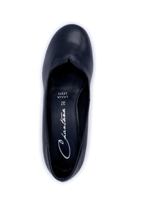 Women's open-toed shoes - black leather, wide lace