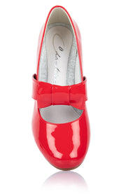 Open-toed shoes with bow straps - shiny red