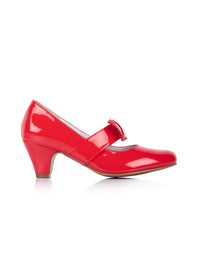 Open-toed shoes with bow straps - shiny red
