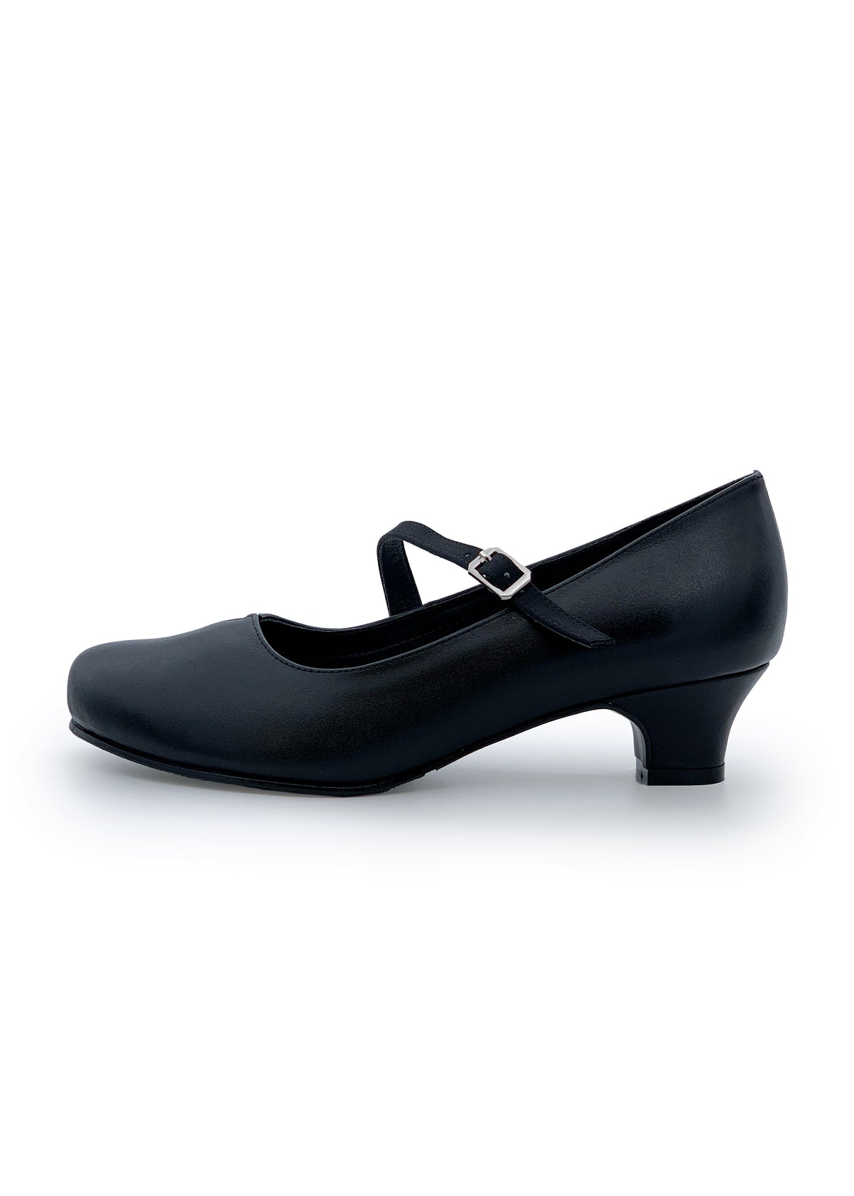 Open-toed shoes with a thin strap - black leather, wide lace