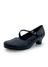Open-toed shoes with a thin strap - black leather, wide lace