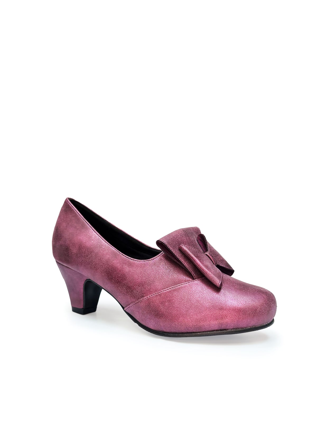 Pumps med rosett - skimrande violett, extra bred läst