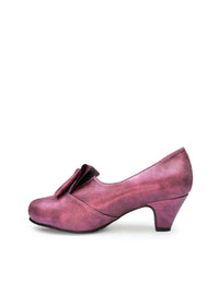 Pumps med rosett - skimrande violett, extra bred läst
