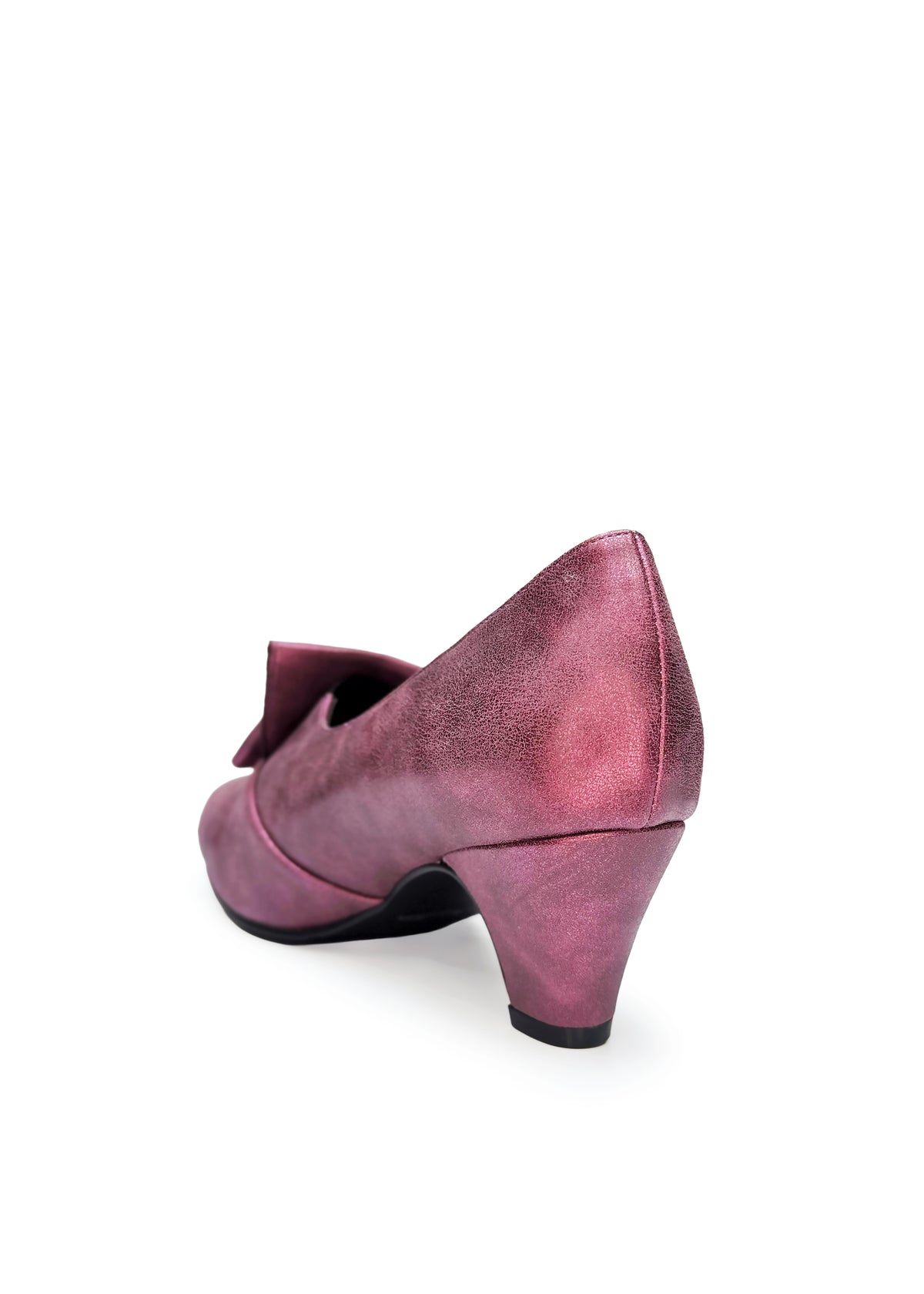 Pumps med rosett - skimrande violett, extra bred läst
