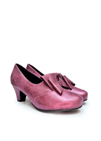 Pumps med rosett - skimrande violett, extra bred läst