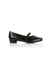 Dress shoes with thin strap - black leather, wide width