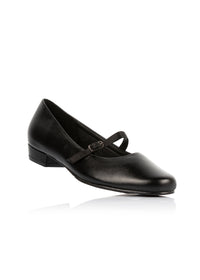 Dress shoes with thin strap - black leather, wide width