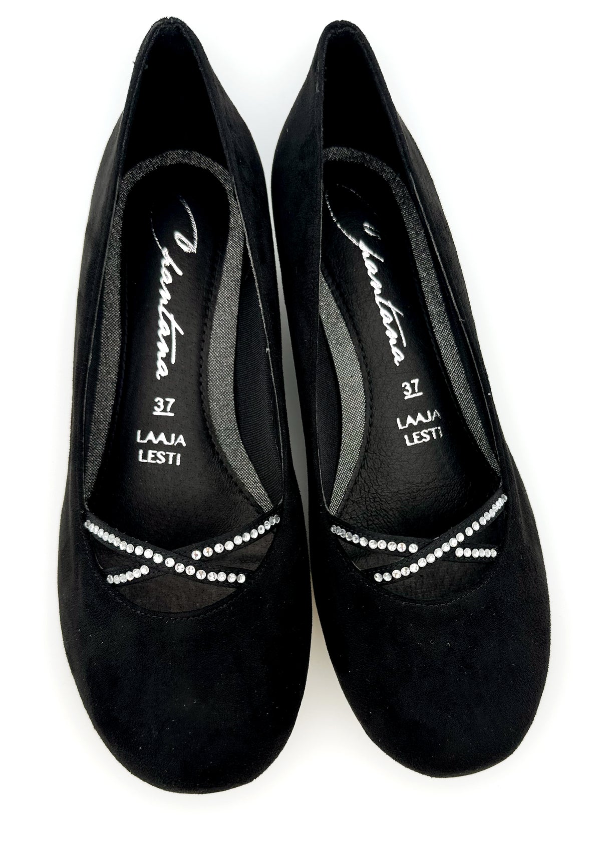 Open-toed shoes - black, rivet decorations, wide lace