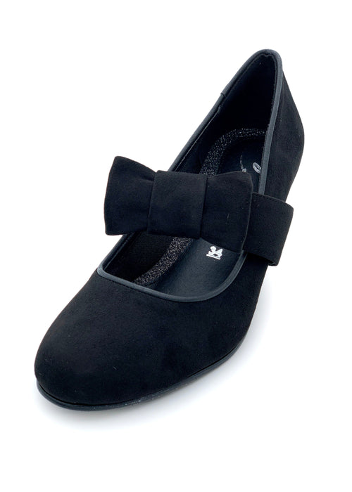 Pumps med rosettrem - svart tyg