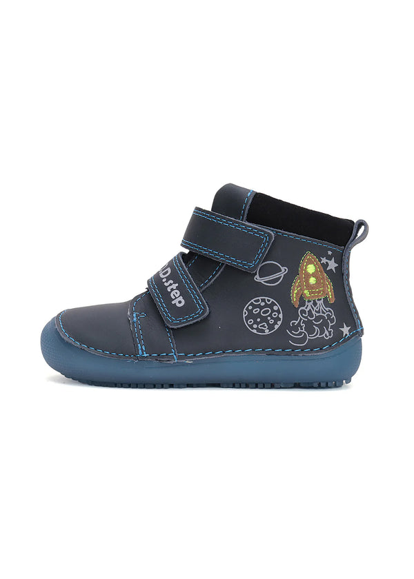 Children's barefoot shoes - transitional shoes, dark blue, space