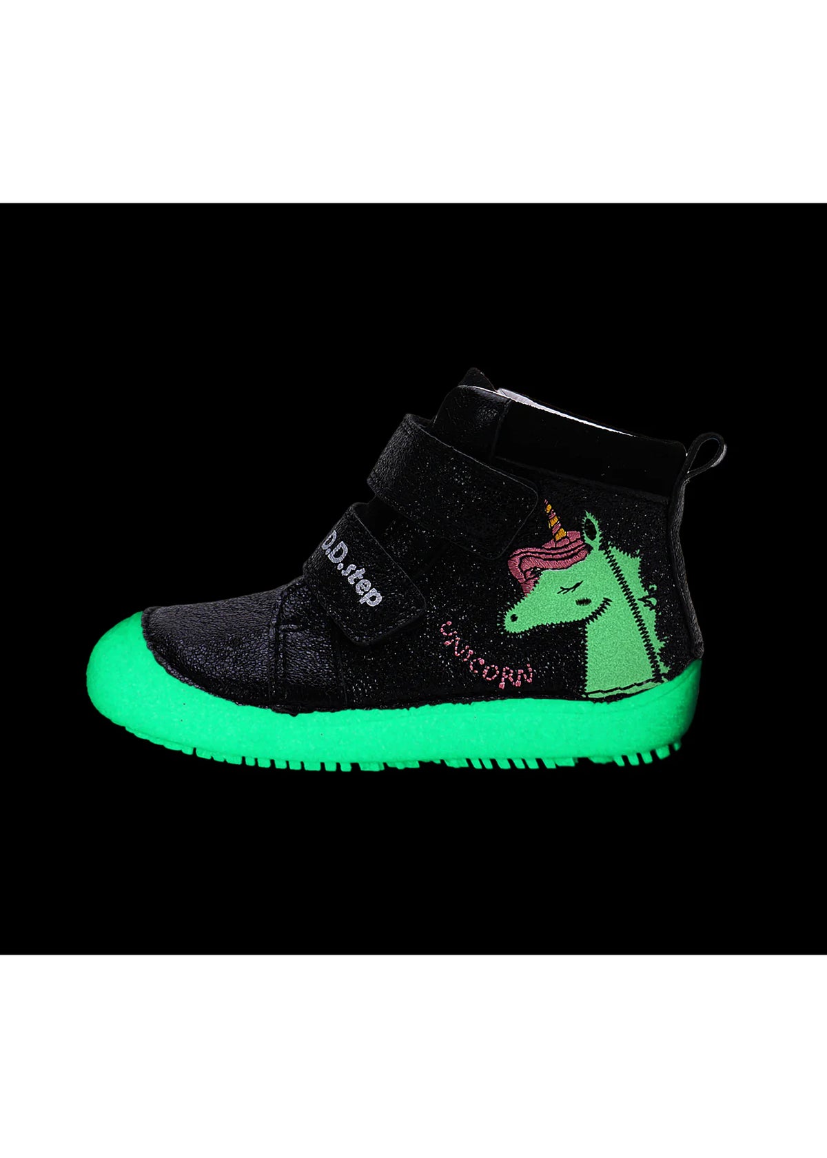 Lasten paljasjalkatennarit, välikausikengät - musta nahka, yksisarvinen