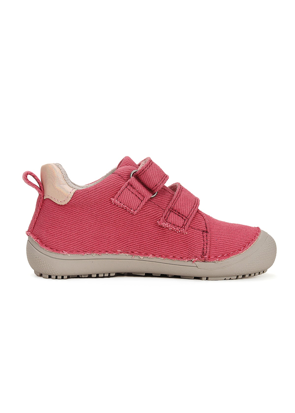 Children's barefoot sneakers - red canvas, pink lightning