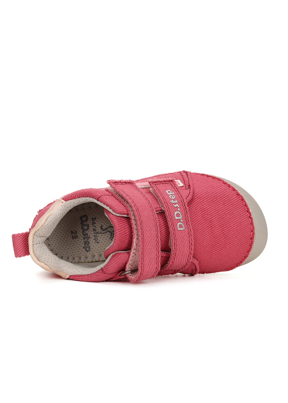 Children's barefoot sneakers - red canvas, pink lightning