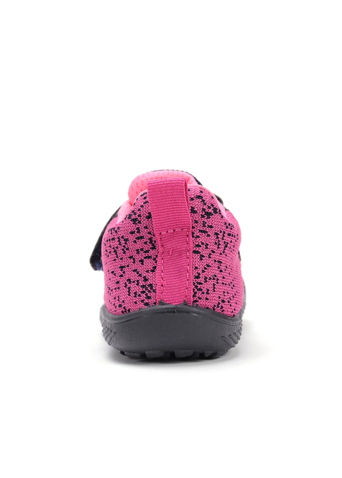 Children's barefoot sneakers - pink fabric, gray details, Velcro