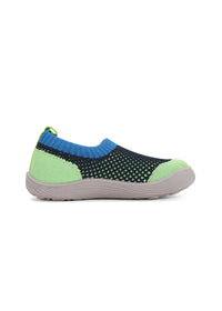 Barns barfotatennisskor - blågrönt tyg, utan snören