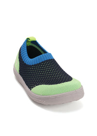 Barns barfotatennisskor - blågrönt tyg, utan snören