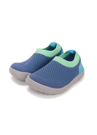 Barfotatennisskor för barn - blåtonat tyg, utan snören
