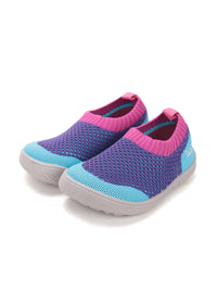 Barnens Barfotasneakers - violett-rosa-turkos tyg, snörlös