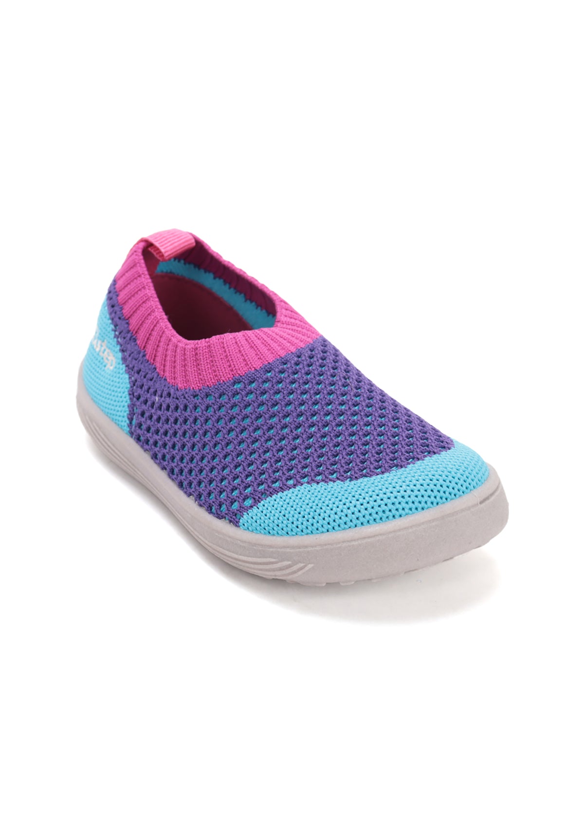 Barnens Barfotasneakers - violett-rosa-turkos tyg, snörlös