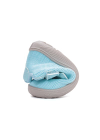 Children's barefoot sneakers - light blue fabric, velcro