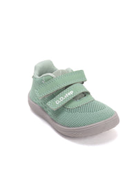 Barns barfotatennisskor - grönt tyg, kardborreband