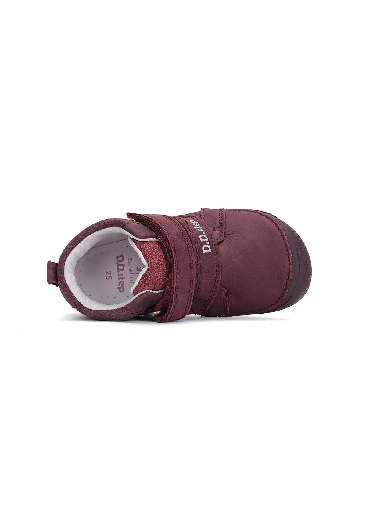 Children's barefoot sneakers - dark pink leather