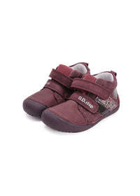 Children's barefoot sneakers - dark pink leather