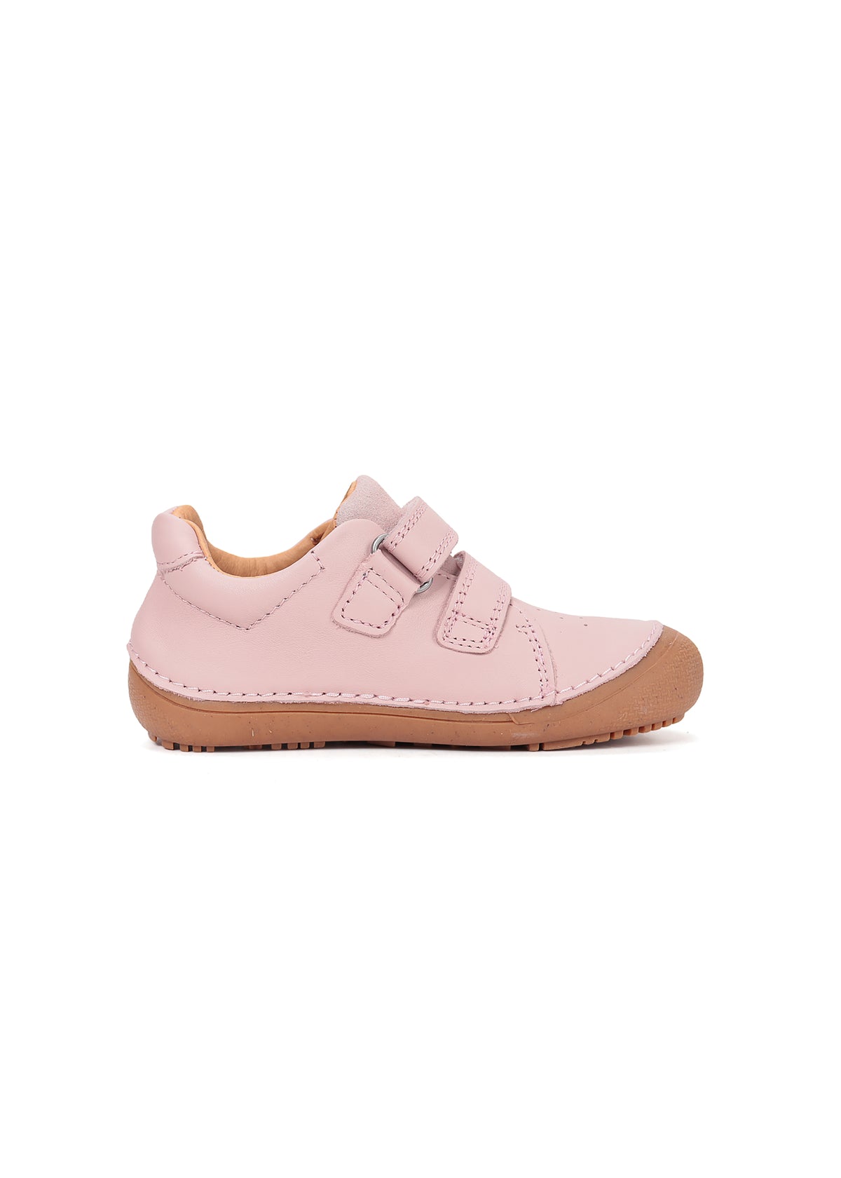 Children's barefoot sneakers, transitional season shoes - light pink leather