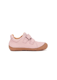 Children's barefoot sneakers, transitional season shoes - light pink leather