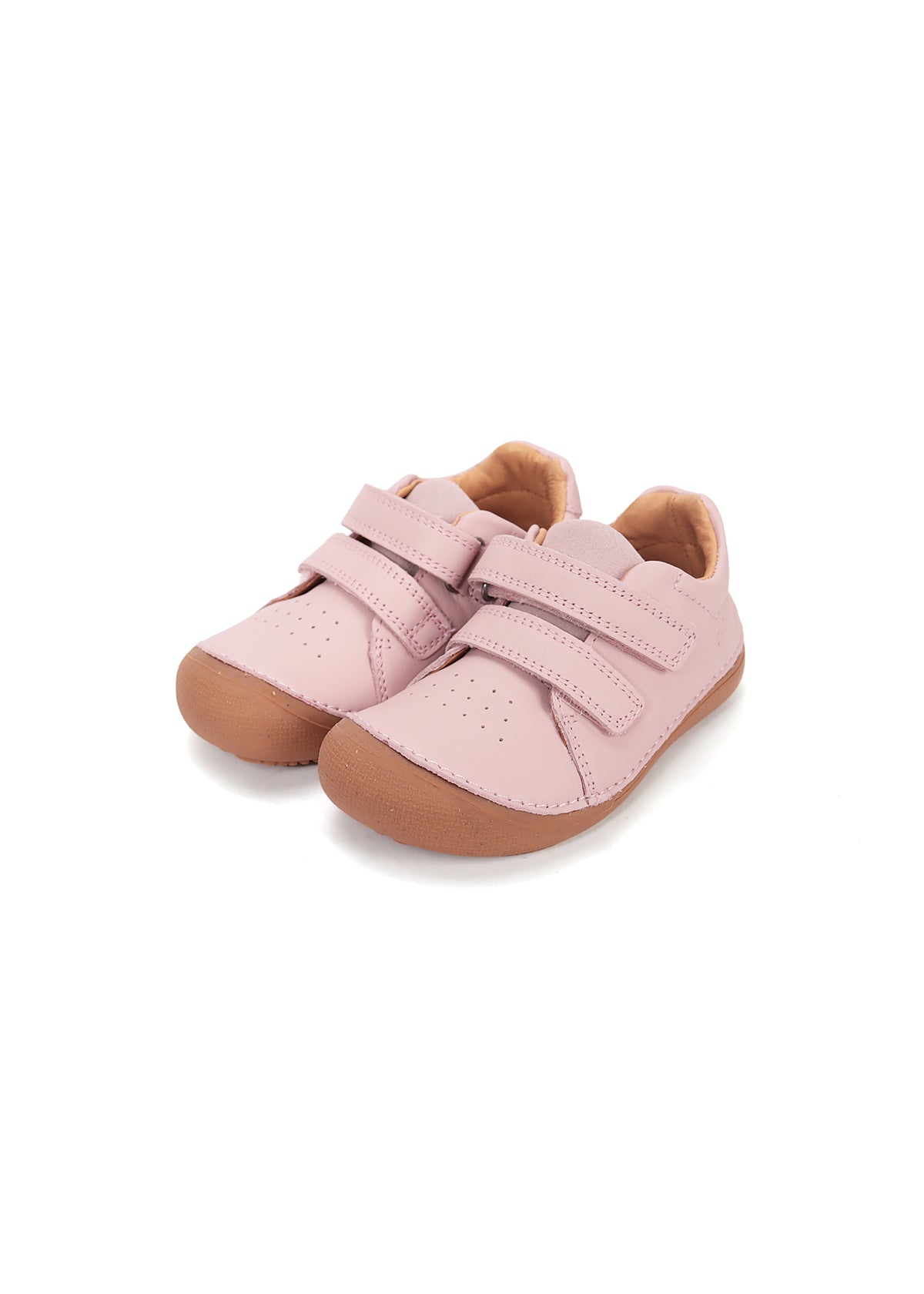 Children's barefoot sneakers, transitional season shoes - light pink leather