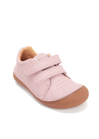 Children's barefoot sneakers, transitional season shoes - light pink leather